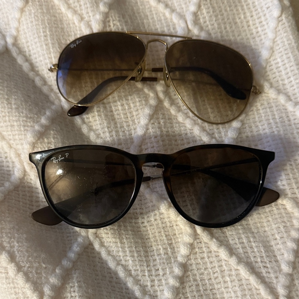 Ray-Ban Black and Gold Sunglasses Duo